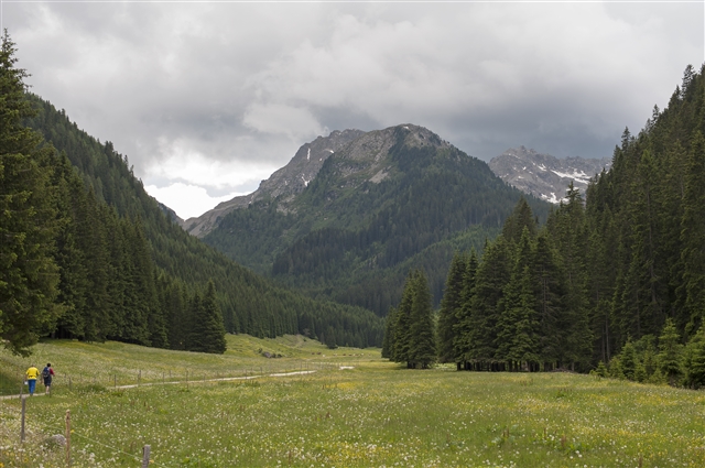 Dalla Strada che porta a malga Valmaggiore. il lontananza sulla sinistra Josè e Natale in cammino